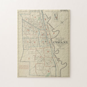 Puzzle Mapa de época de Utica Nueva York (1883)