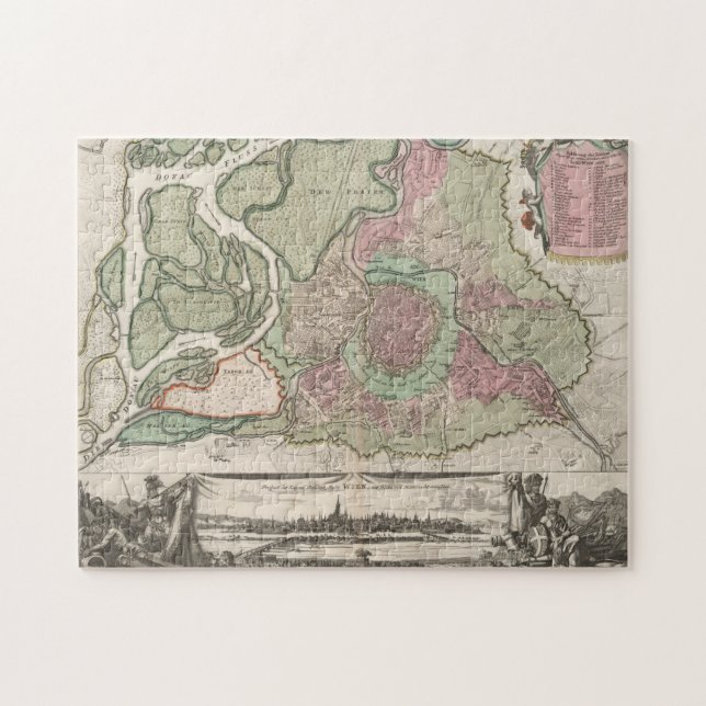 Puzzle Mapa de época de Viena Austria (1716) (Horizontal)