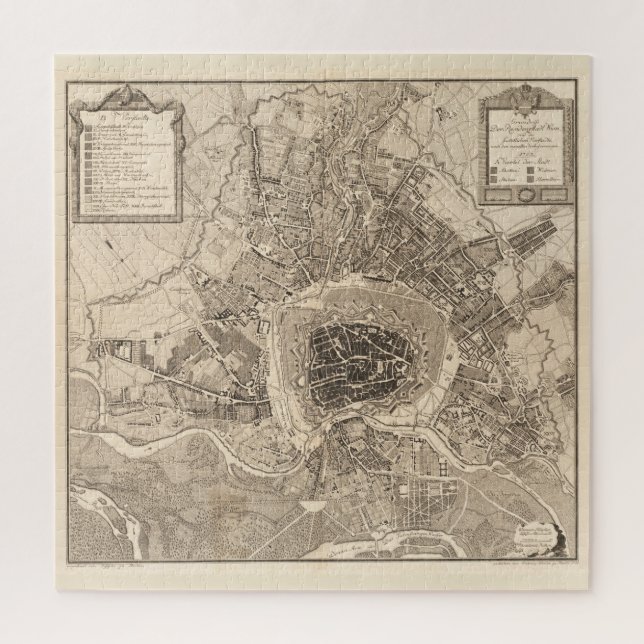 Puzzle Mapa de época de Viena Austria (1783) (Vertical)