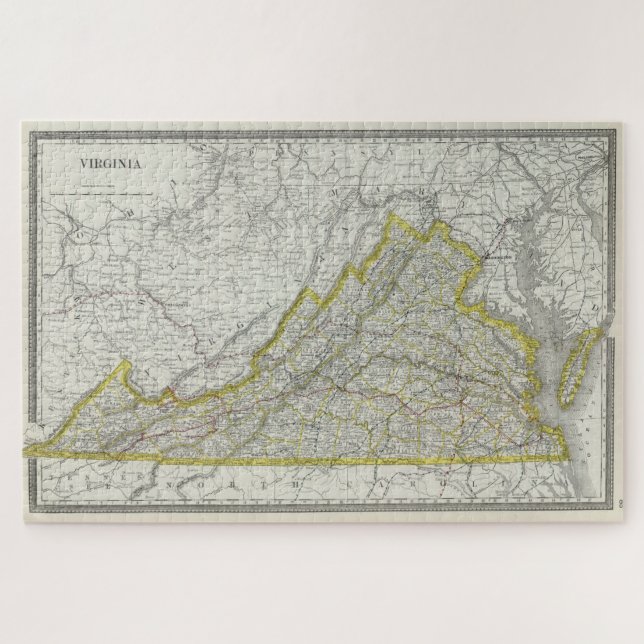 Puzzle Mapa de época de Virginia (1889) (Horizontal)