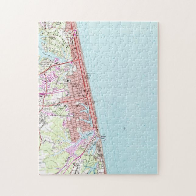 Puzzle Mapa de época de Virginia Beach (1965) 2 (Vertical)