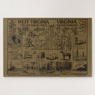 Puzzle Mapa de época de Virginia y Virginia Occidental (1