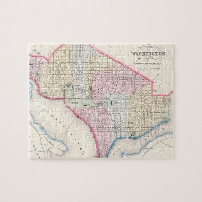 Puzzle Mapa de época de Washington D.C. (1864) (Horizontal)