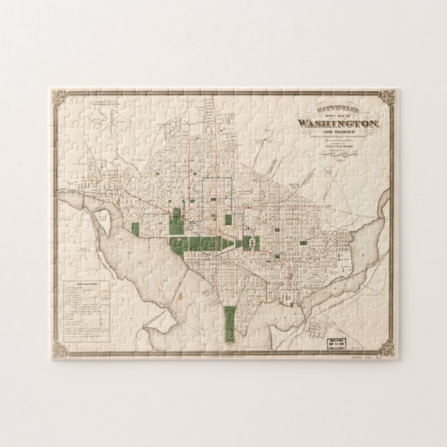 Puzzle Mapa de época de Washington DC (1876) (Horizontal)