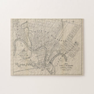Puzzle Mapa de época de Winnipeg Canada (1882)