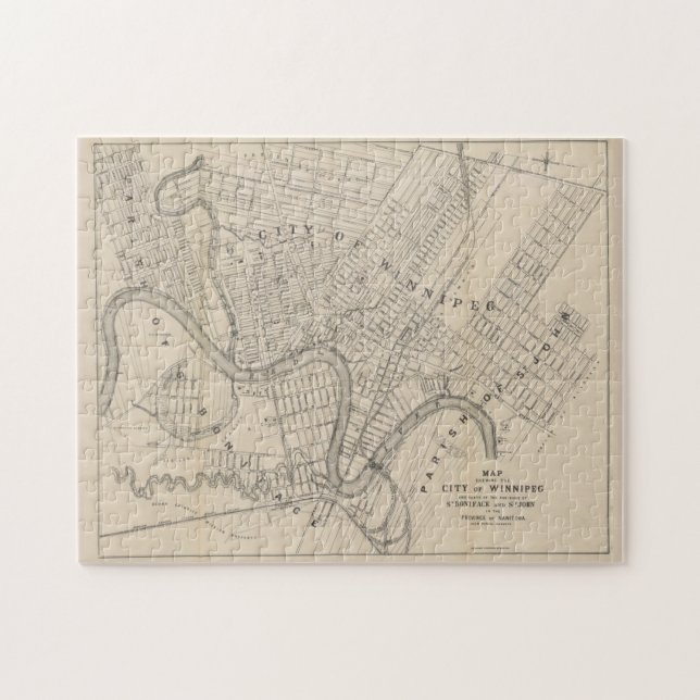 Puzzle Mapa de época de Winnipeg Canada (1882) (Horizontal)