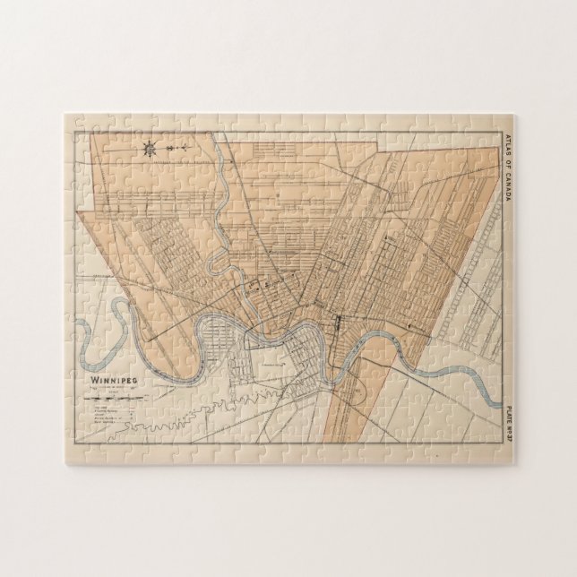Puzzle Mapa de época de Winnipeg Canada (1906) (Horizontal)