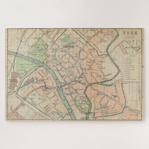 Puzzle Mapa de época de York Inglaterra (1890)