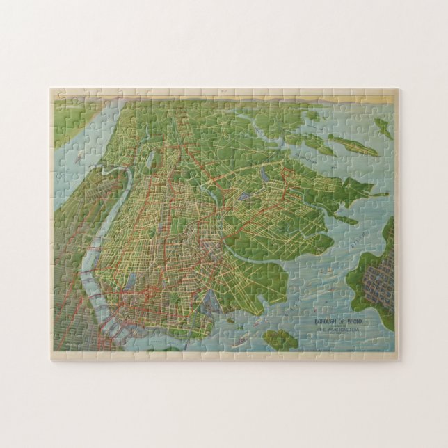 Puzzle Mapa de época del Bronx NY (1921) (Horizontal)