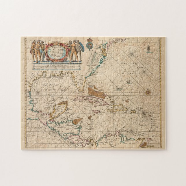 Puzzle Mapa de época del Caribe (1672) (Horizontal)