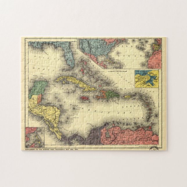 Puzzle Mapa de época del Caribe (1898) (Horizontal)