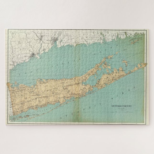 Puzzle Mapa de época del condado de Suffolk NY (1895) (Horizontal)