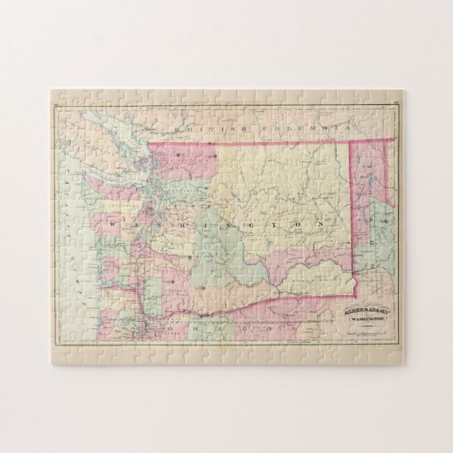Puzzle Mapa de época del estado de Washington (1874) (Horizontal)