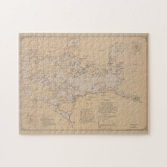 Puzzle Mapa de época del lago Winnipesaukee (1907) (Horizontal)
