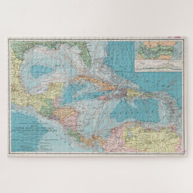 Puzzle Mapa de época del mar Caribe (1913) (Horizontal)