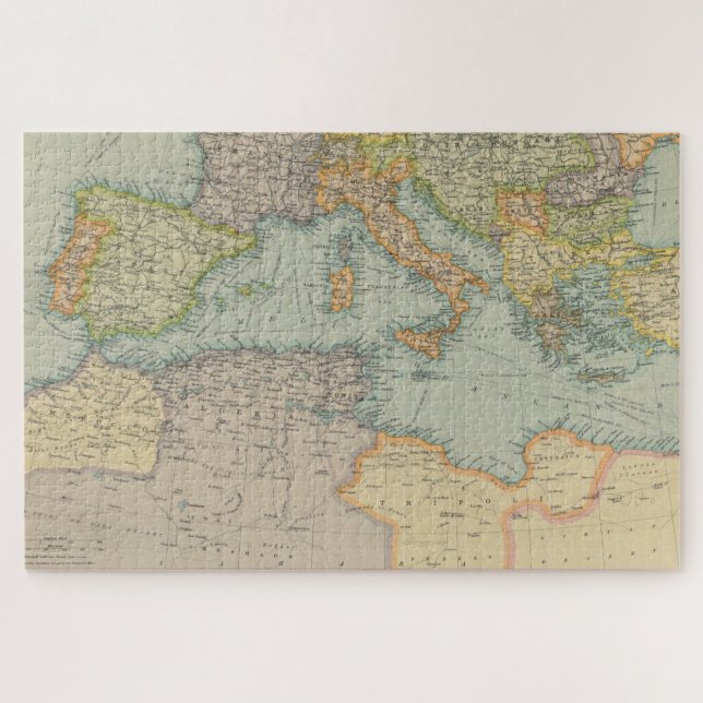 Puzzle Mapa de época del mar Mediterráneo (1912) (Horizontal)