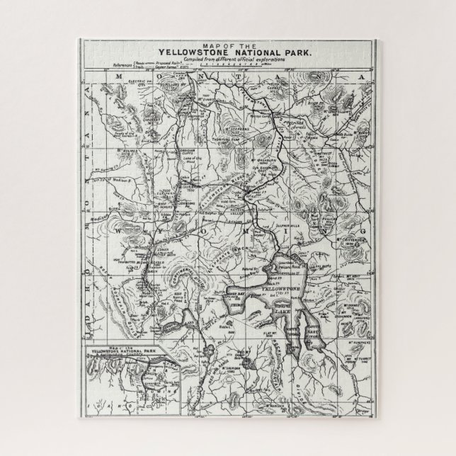 Puzzle Mapa de época del Parque Nacional Yellowstone (Vertical)