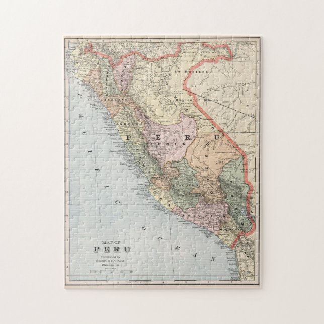 Puzzle Mapa de época del Perú (1901) (Vertical)
