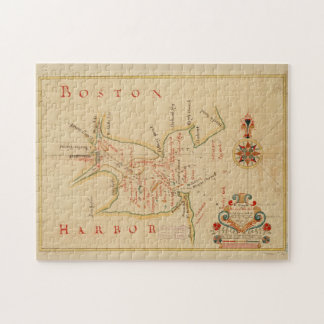 Puzzle Mapa de época del puerto de Boston (1694)