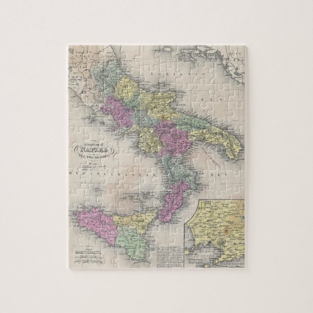 Puzzle Mapa de época del sur de Italia (1853) (Vertical)