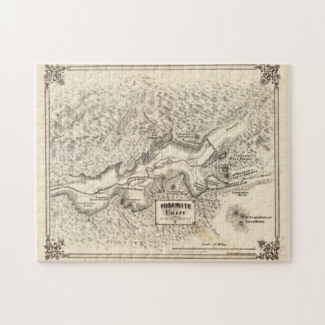 Puzzle Mapa de época del valle de Yosemite (1879) (Horizontal)