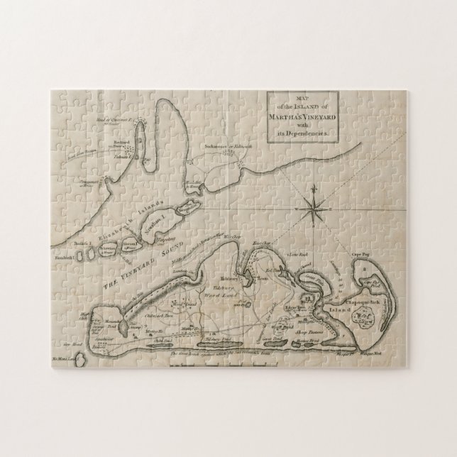 Puzzle Mapa de época del viñedo de Martha (1782) (Horizontal)