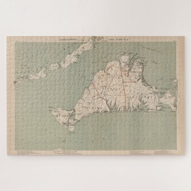 Puzzle Mapa de época del viñedo de Martha (1891) (Horizontal)