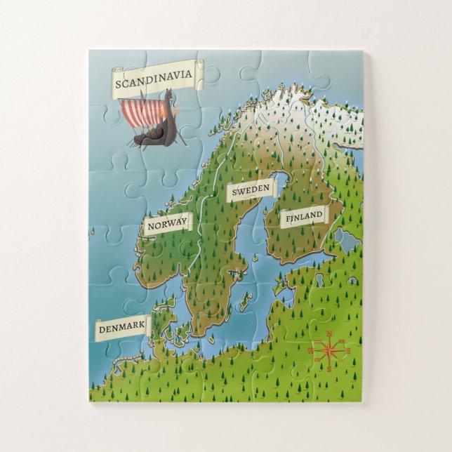 Puzzle Mapa De Escandinavia (Vertical)