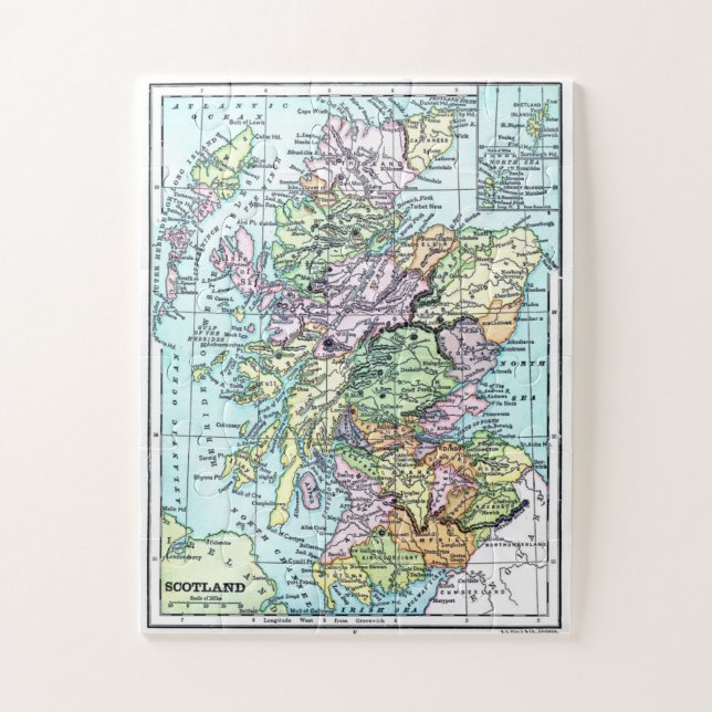 Puzzle Mapa de Escocia Vintage (Vertical)