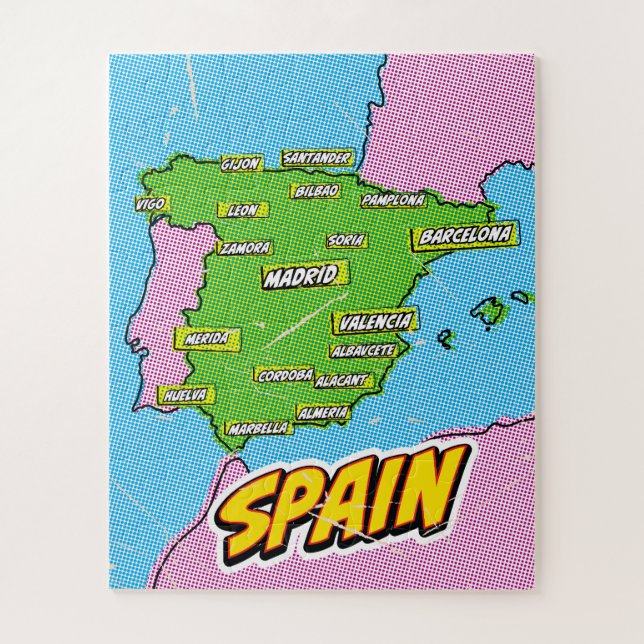 Puzzle Mapa de España ilustrado con arte pop (Vertical)