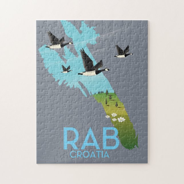 Puzzle Mapa de estilo antiguo de Rab Coratia (Vertical)