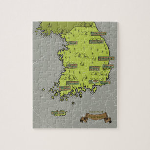 Puzzle Mapa de estilo vintage de Corea del Sur