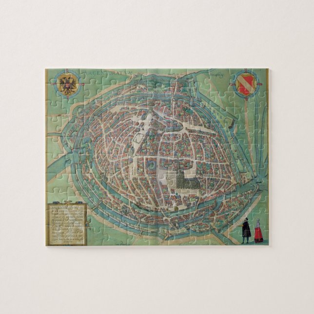 Puzzle Mapa de Estrasburgo, de 'Civitates Orbis Terrarum (Horizontal)