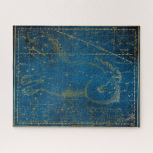 Puzzle Mapa de estrellas vintage ilustrado azul medio y d