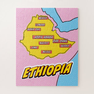 Puzzle Mapa de Etiopía ilustrado con arte pop