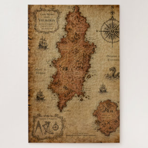 Puzzle Mapa de fantasía antiguo — Isla Velmoris