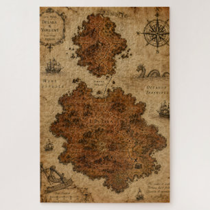 Puzzle Mapa de fantasía antiguo: Islas Dulsea y Vorlent