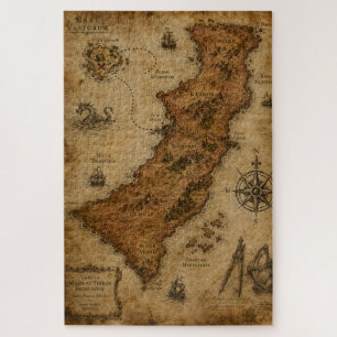 Puzzle Mapa de fantasía antiguo — Karnor y Draegar