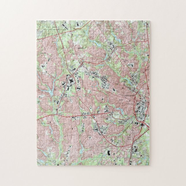 Puzzle Mapa de Fayetteville en Carolina del Norte (1997) (Vertical)