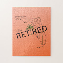 Puzzle Mapa de Florida felizmente retirado y palmera trop