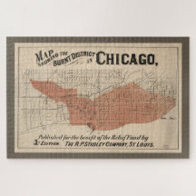 Mapa de Fuego Grande de Chicago de época, 1871
