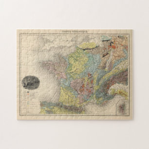 Puzzle Mapa de geología de época de Francia (1892)