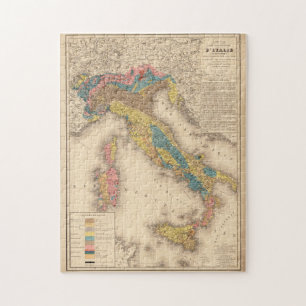 Puzzle Mapa de Geología de Italia Vintage (1844)