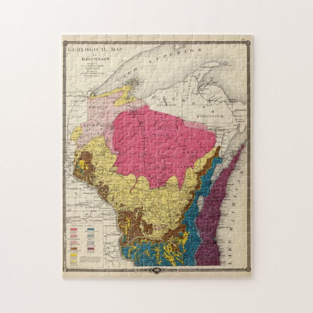 Puzzle Mapa de geología de Wisconsin (1878) (Vertical)