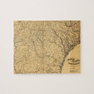 Puzzle Mapa de Georgia meridional y parte de Carolina del