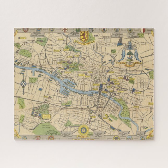 Puzzle Mapa de Glasgow, Inglaterra (Horizontal)
