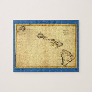 Puzzle Mapa de Hawaii Vintage 1837 - Islas Hawái