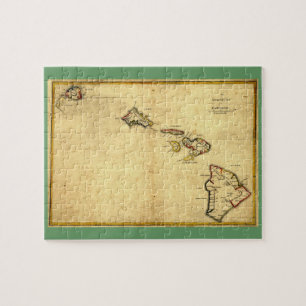 Puzzle Mapa de Hawaii Vintage 1837 - Islas Hawái