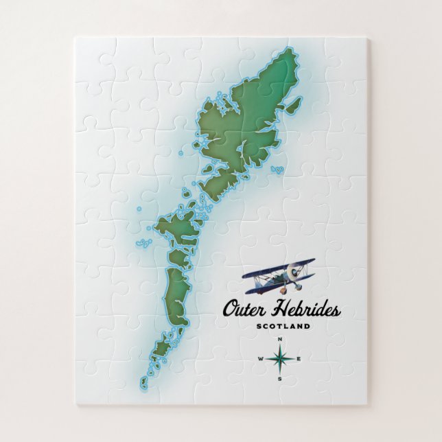 Puzzle Mapa de Hébridas Exteriores de Escocia (Vertical)