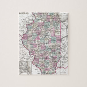 Puzzle Mapa de Illinois, José Hutchins Colton